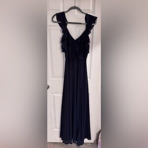 Adoring Glances Navy Ruffled Maxi Dress from Lulus